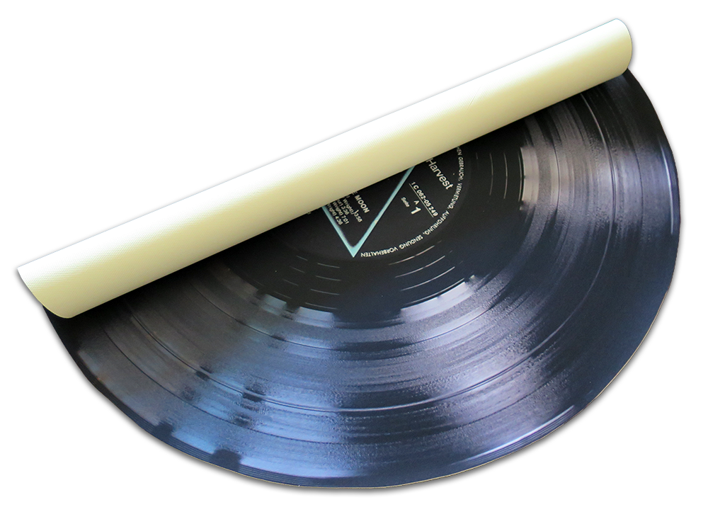 Felt carpet printed as a giant vinyl record